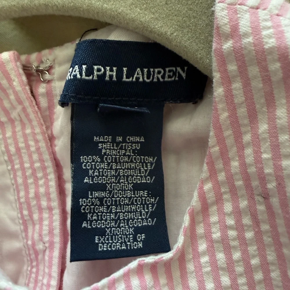 Ralph Lauren Girls Pink Seersucker Dress Size 4T